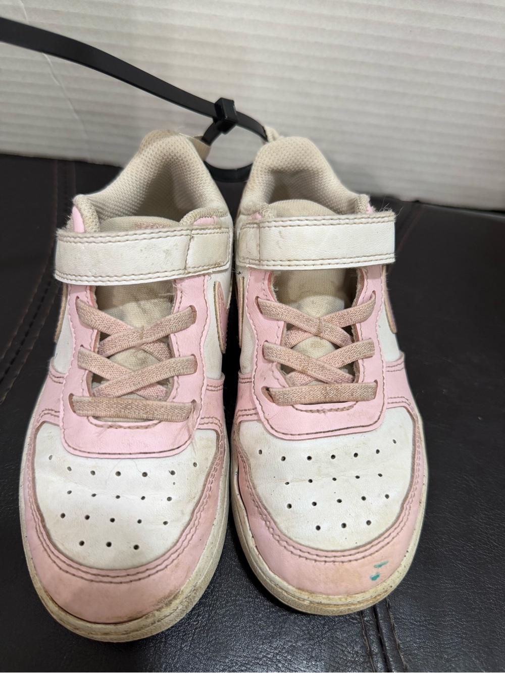 Nike Kids Pink and White Hook-and-Loop Sneakers